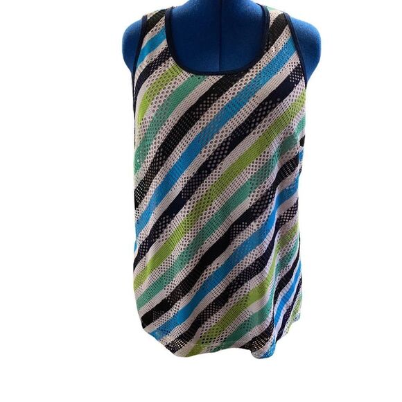 PICADILLY, Women’s multicolored top,XL, sleeveless, lined,open weave - Picture 1 of 6